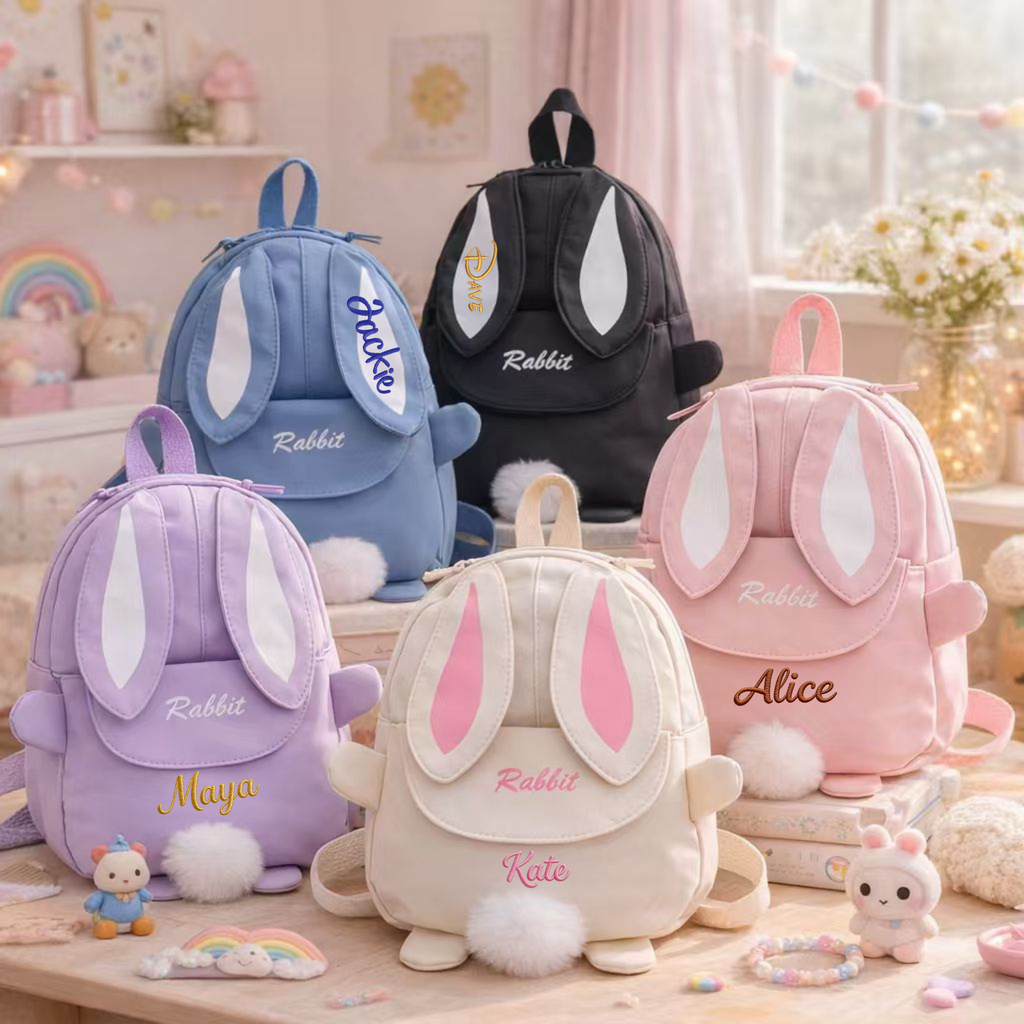 Custom Embroidered Bunny Backpack, Toddler Rucksack, Personalized Easter Bag