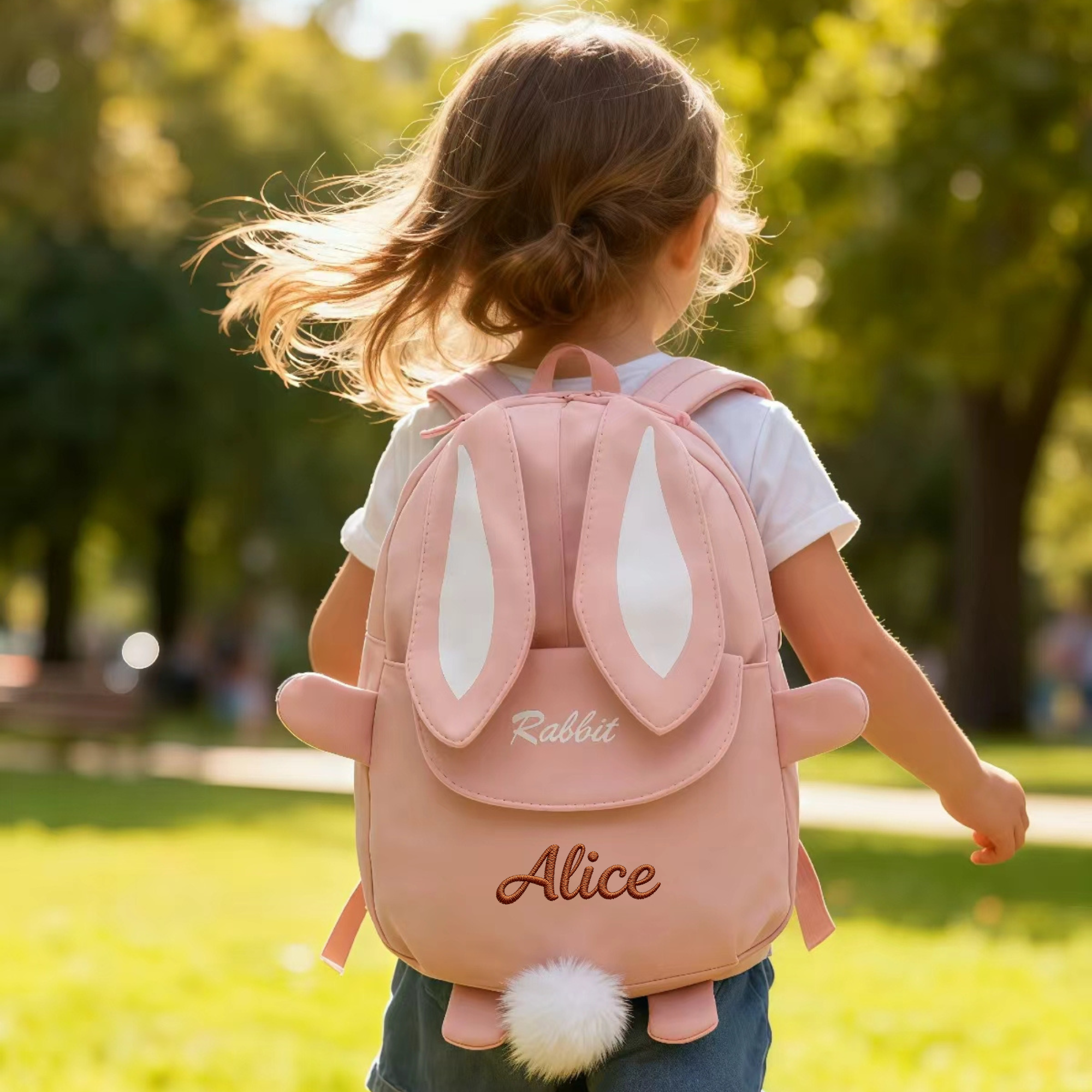 Custom Embroidered Bunny Backpack, Toddler Rucksack, Personalized Easter Bag