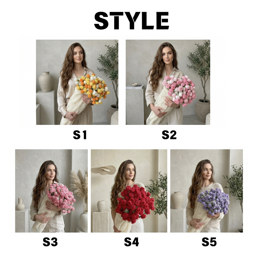Personalized Rose Crochet Blanket | Handmade Floral Knit Throw