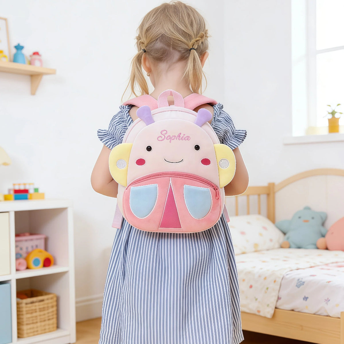 Custom Name Butterfly Backpack for Toddlers, Personalized School Bag