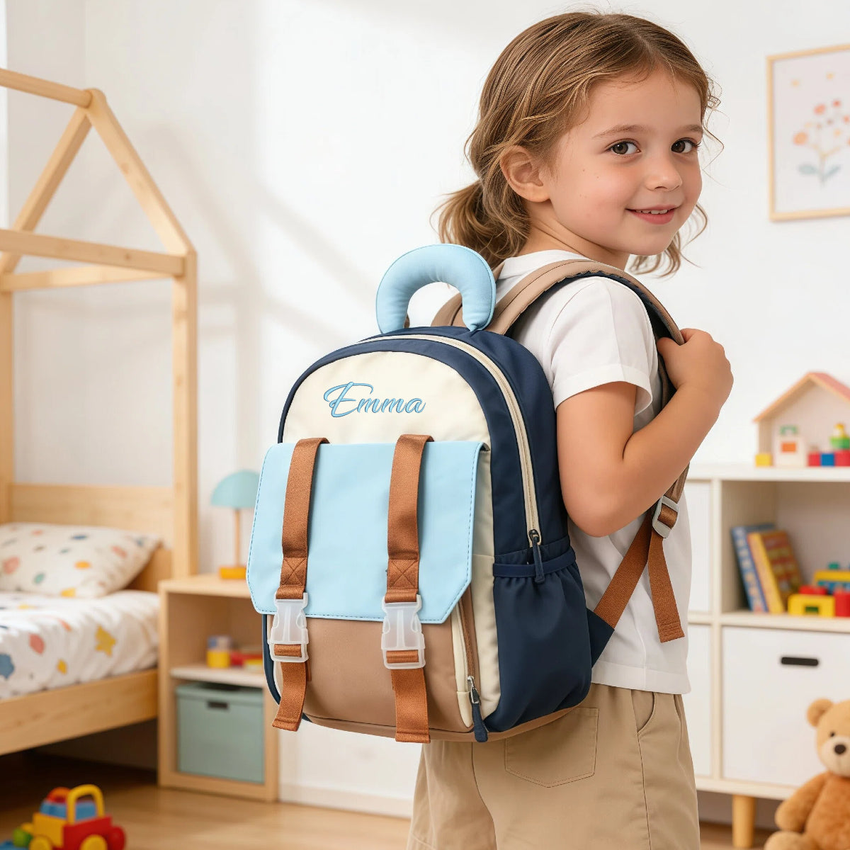 Custom Name Sweet Candy Tone Backpack for Toddlers, Personalized School Bag