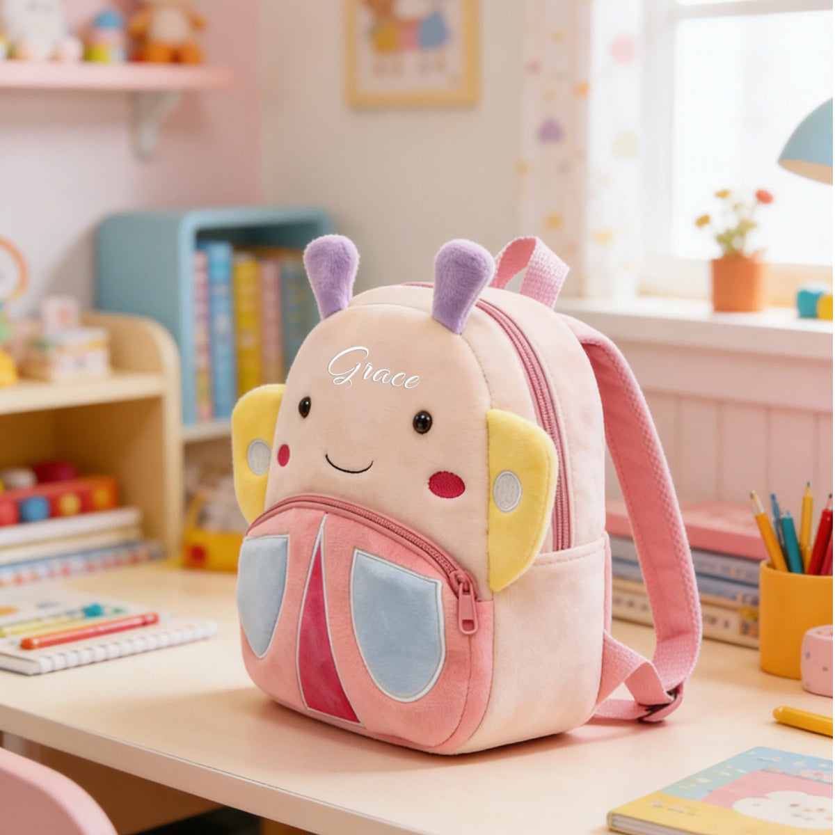 Custom Name Butterfly Backpack for Toddlers, Personalized School Bag