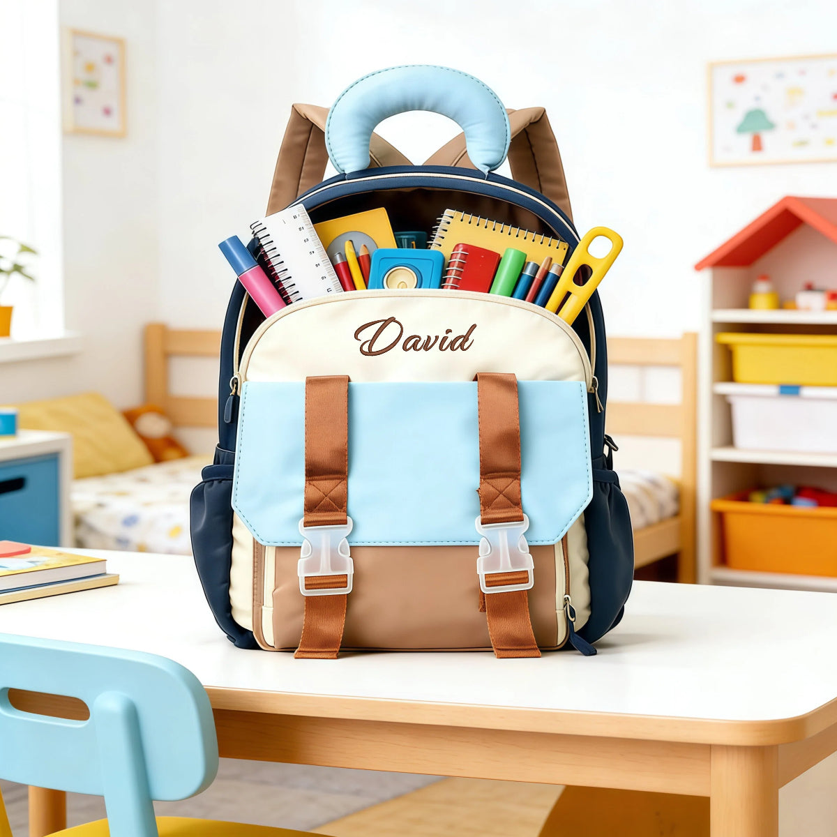 Custom Name Sweet Candy Tone Backpack for Toddlers, Personalized School Bag