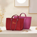 Personalized Embroidered Canvas Tote Bag: Zippered Shoulder Bag with Chain